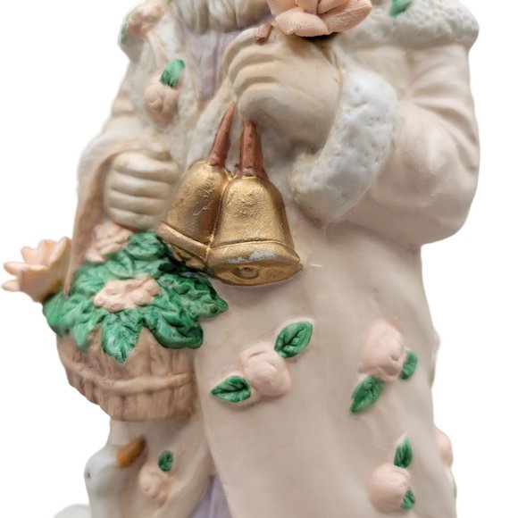 Victorian Santa Musical Porcelain Bisque Santa Claus Geese Roses Bells - Picture 6 of 11